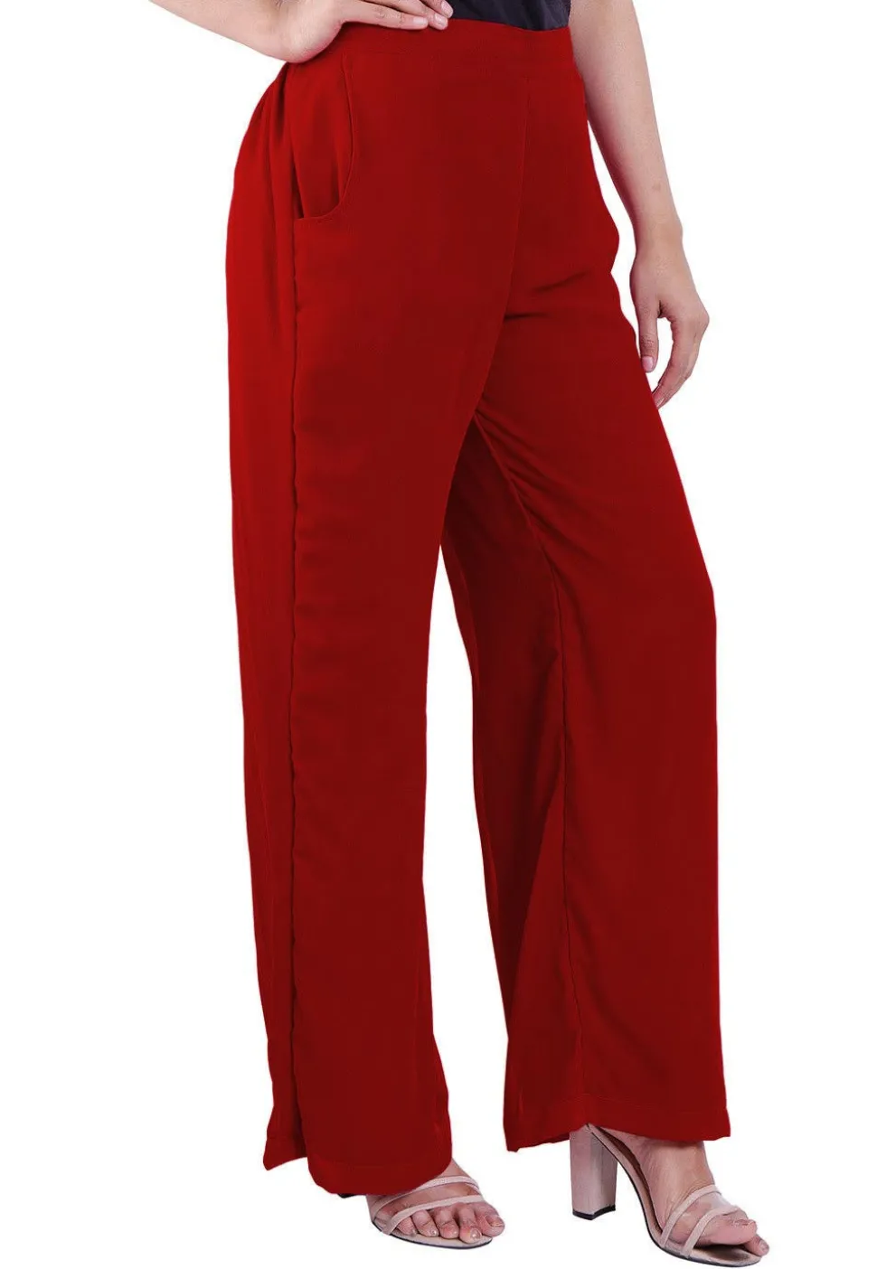 Solid Color Georgette Palazzo in Red