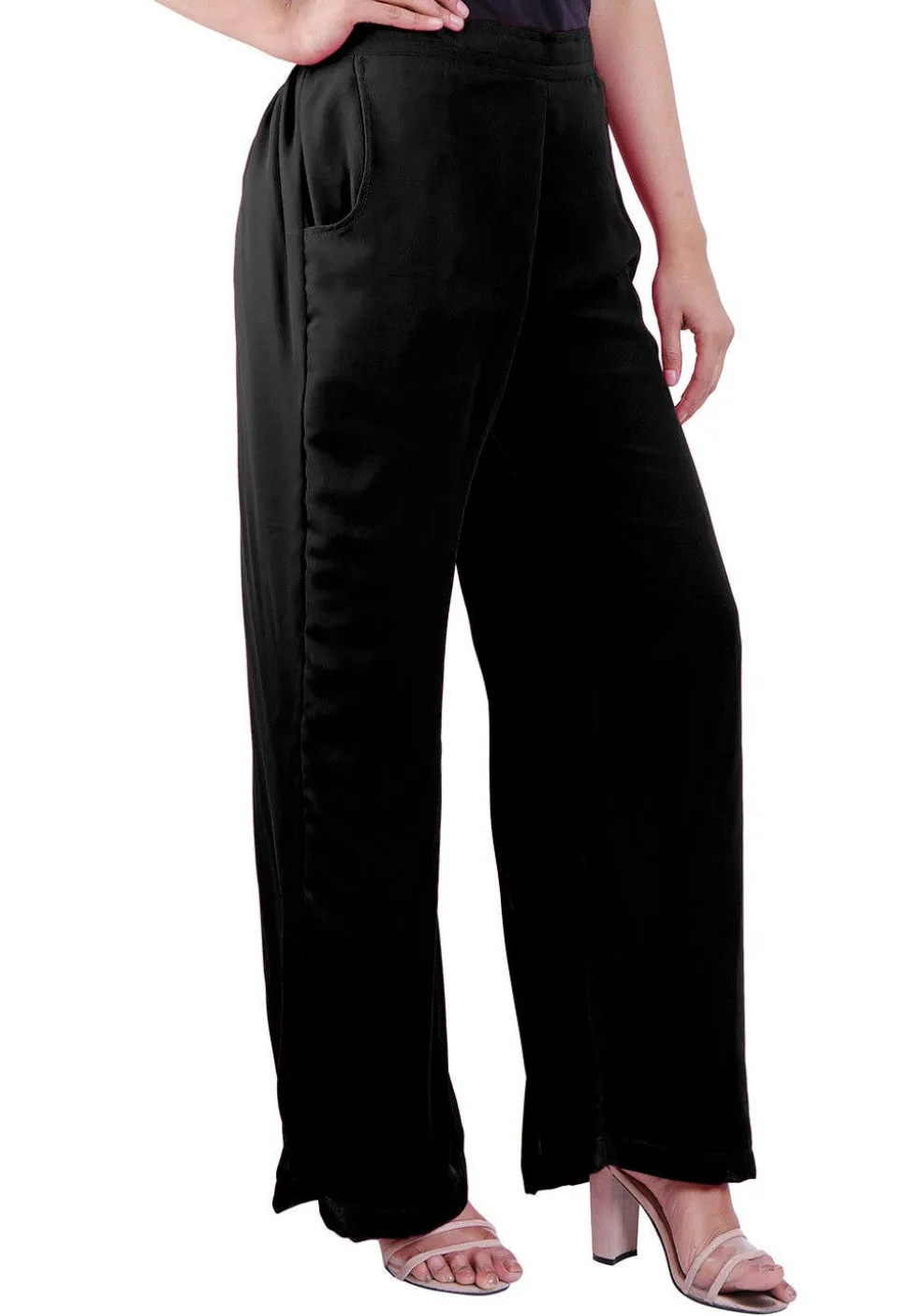 Solid Color Georgette Palazzo in Black