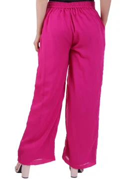 Solid Color Georgette Palazzo in Fuchsia
