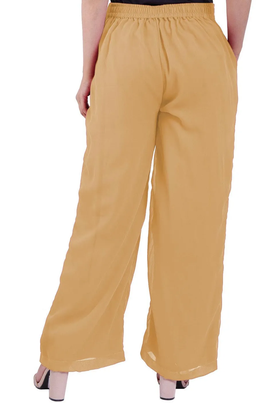 Solid Color Georgette Palazzo in Beige
