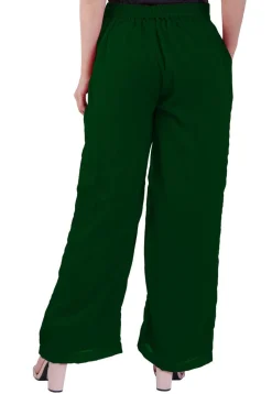 Solid Color Georgette Palazzo in Dark Green
