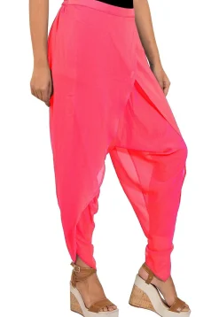 Solid Color Georgette Tulip Dhoti Pant in Pink