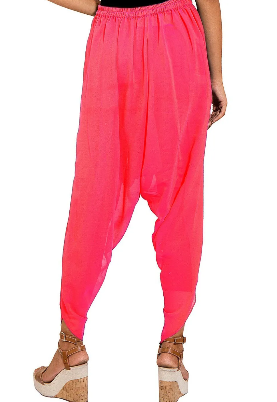 Solid Color Georgette Tulip Dhoti Pant in Pink