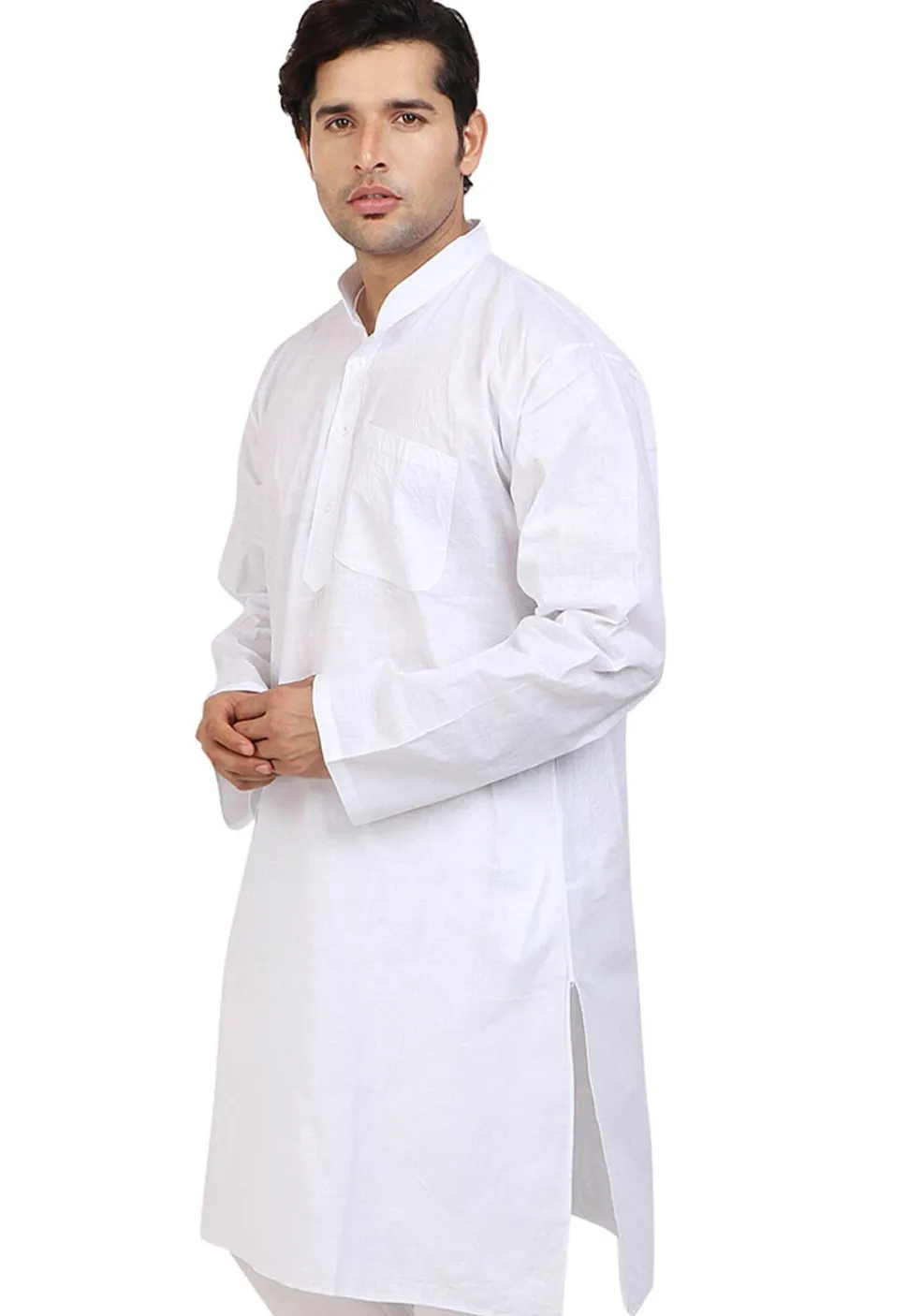 Solid Color Handloom Cotton Kurta in White