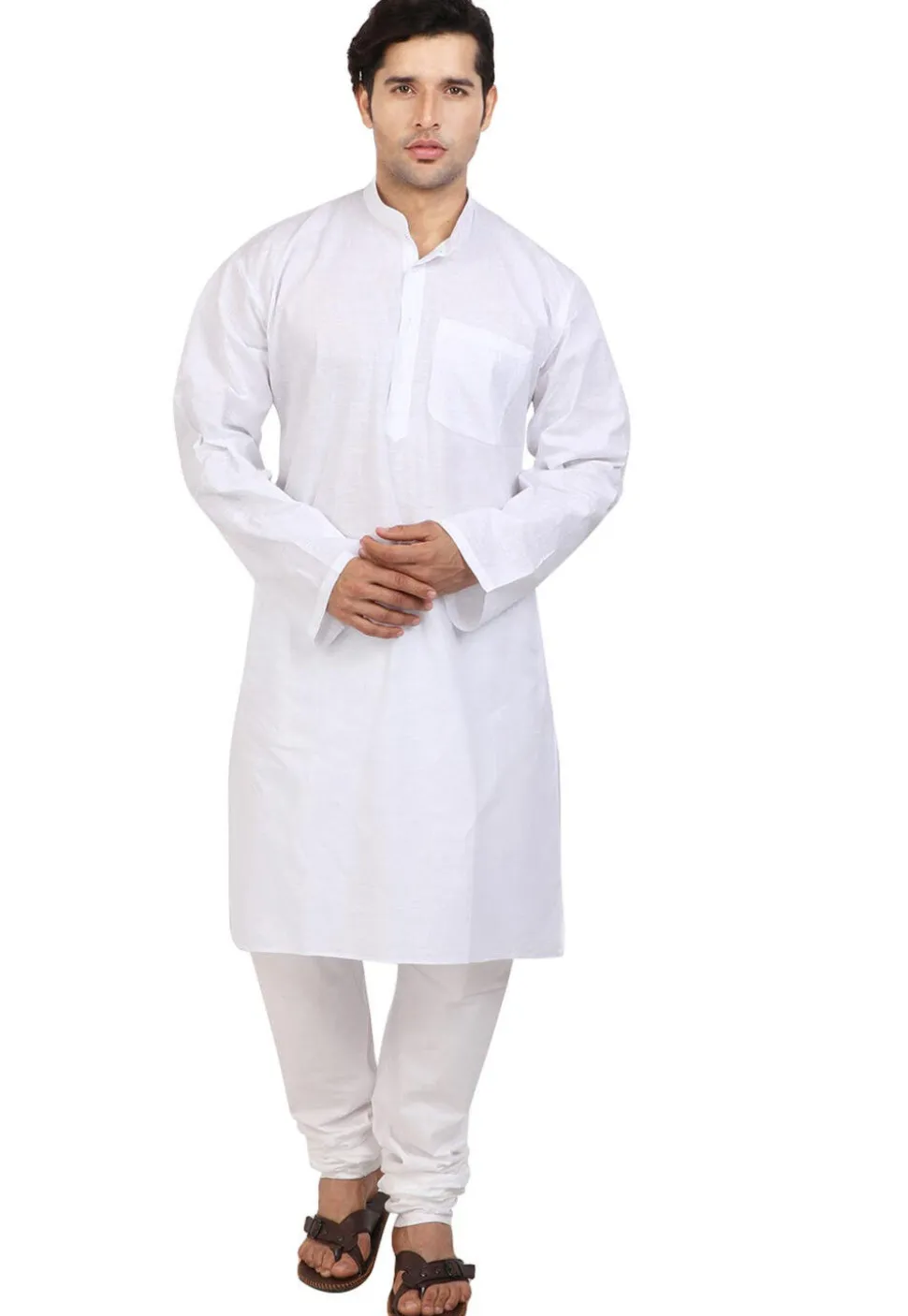 Solid Color Handloom Cotton Kurta in White