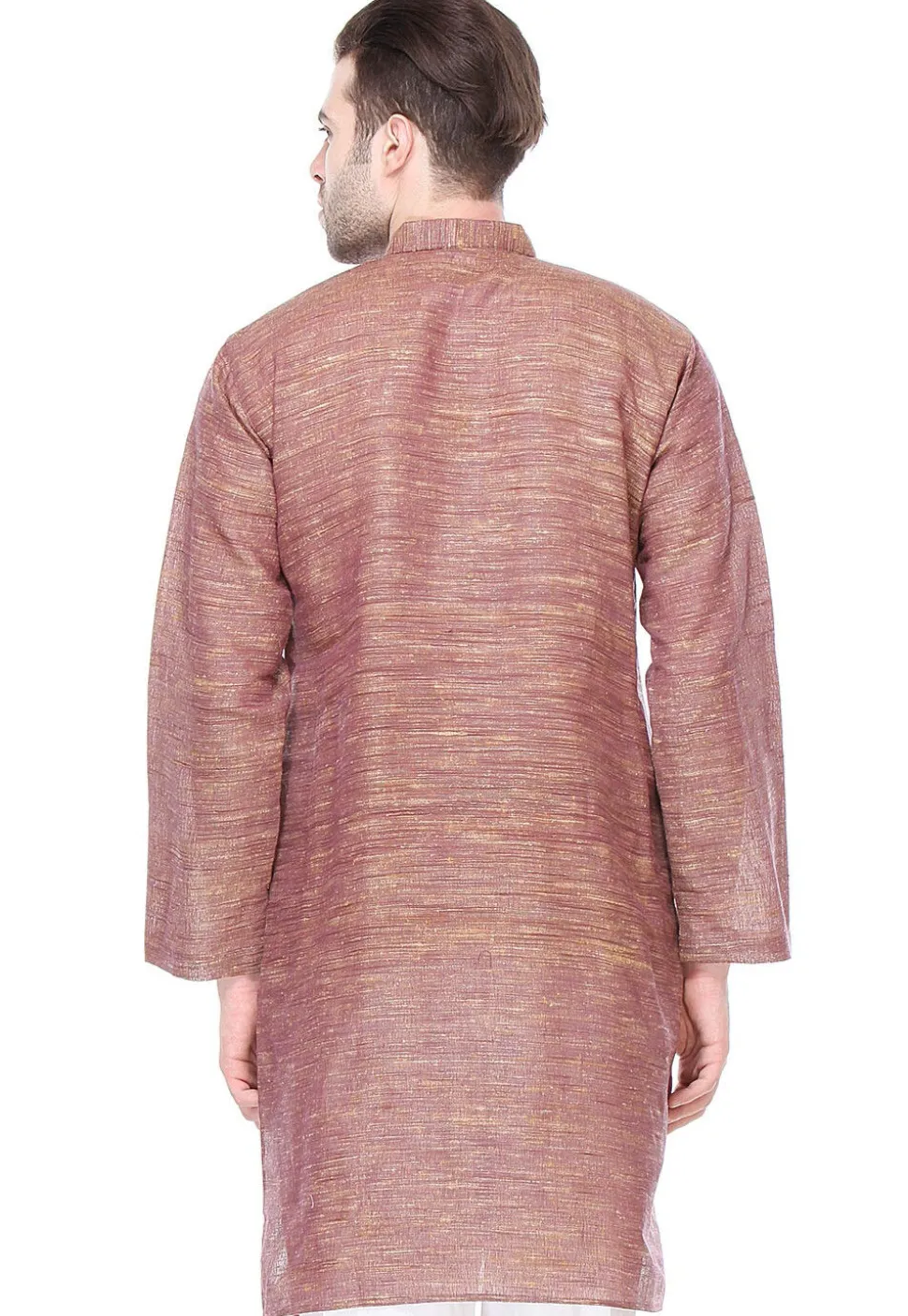 Solid Color Handloom Cotton Slub Kurta in Dark Old Rose