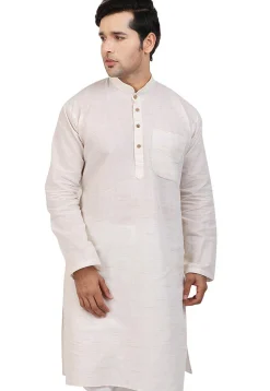 Solid Color Handloom South Cotton Slub Kurta in Off White