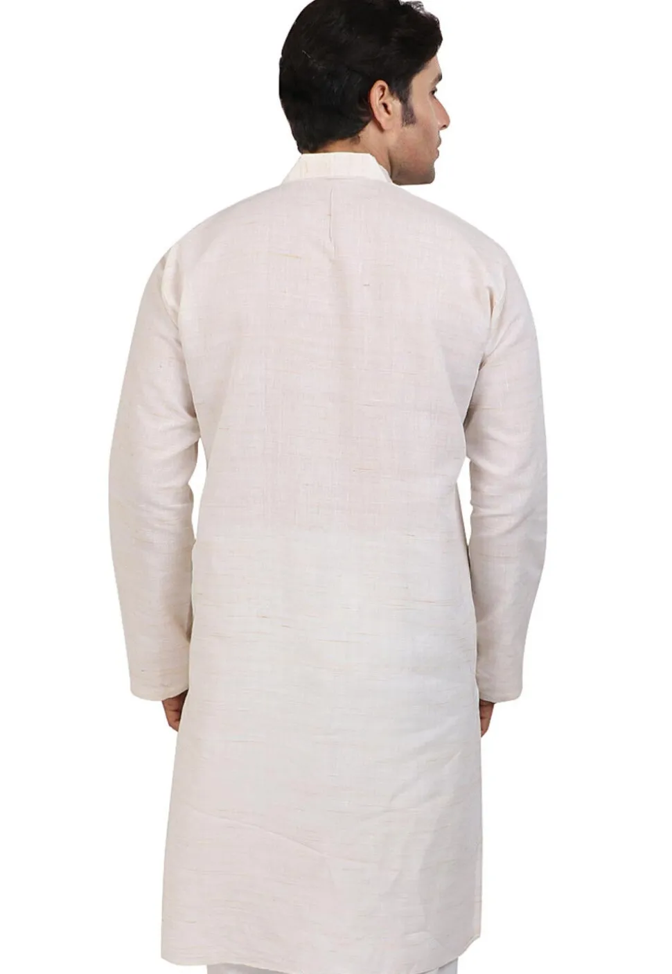 Solid Color Handloom South Cotton Slub Kurta in Off White