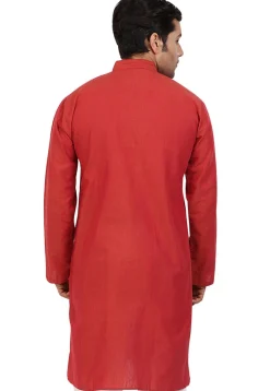 Solid Color Handloom South Cotton Kurta in Dark Rust