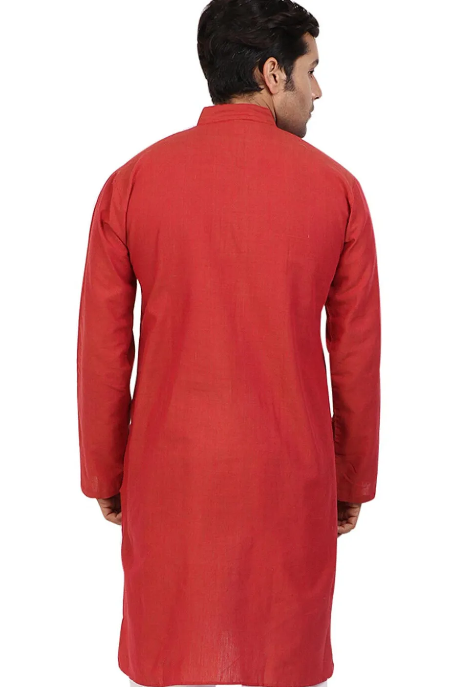 Solid Color Handloom South Cotton Kurta in Dark Rust