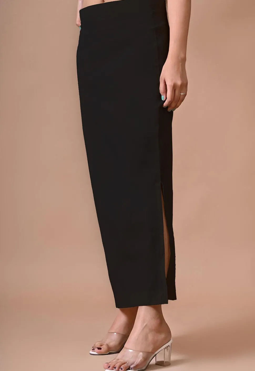 Solid Color Lycra Cotton Shapewear Petticoat in Black