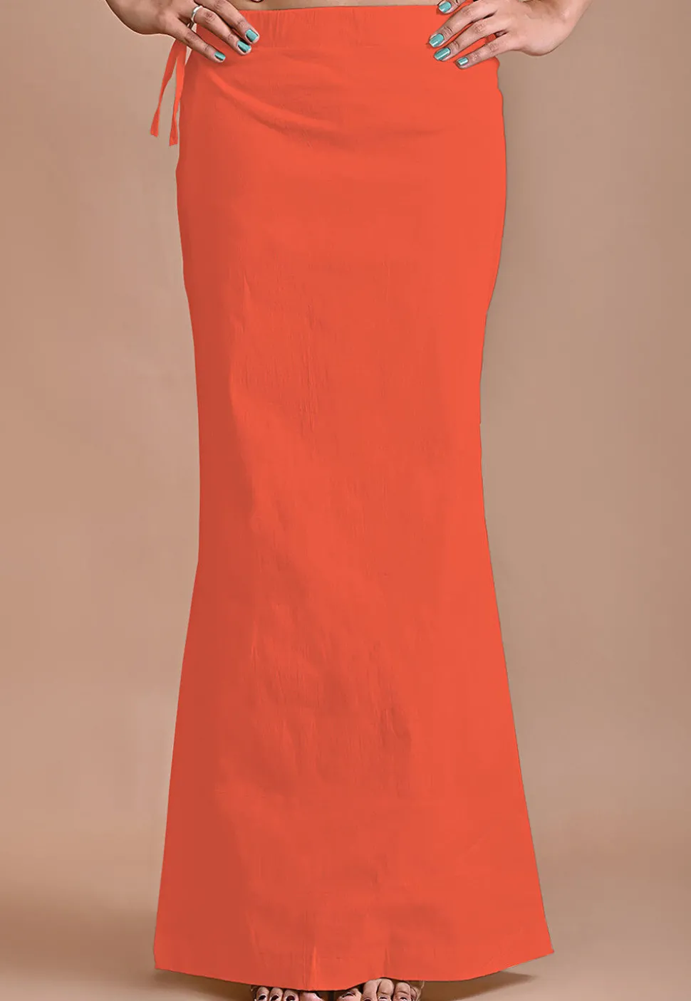 Solid Color Lycra Cotton Shapewear Petticoat in Orange
