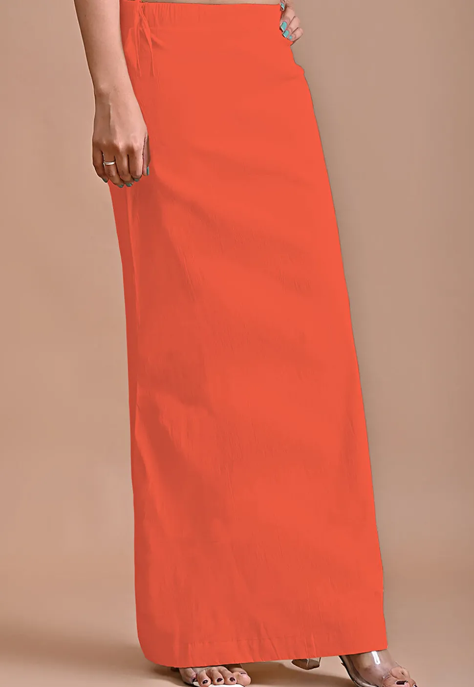Solid Color Lycra Cotton Shapewear Petticoat in Orange