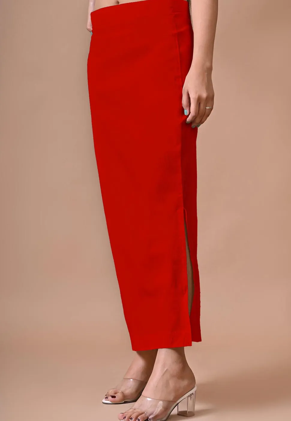 Solid Color Lycra Cotton Shapewear Petticoat in Red