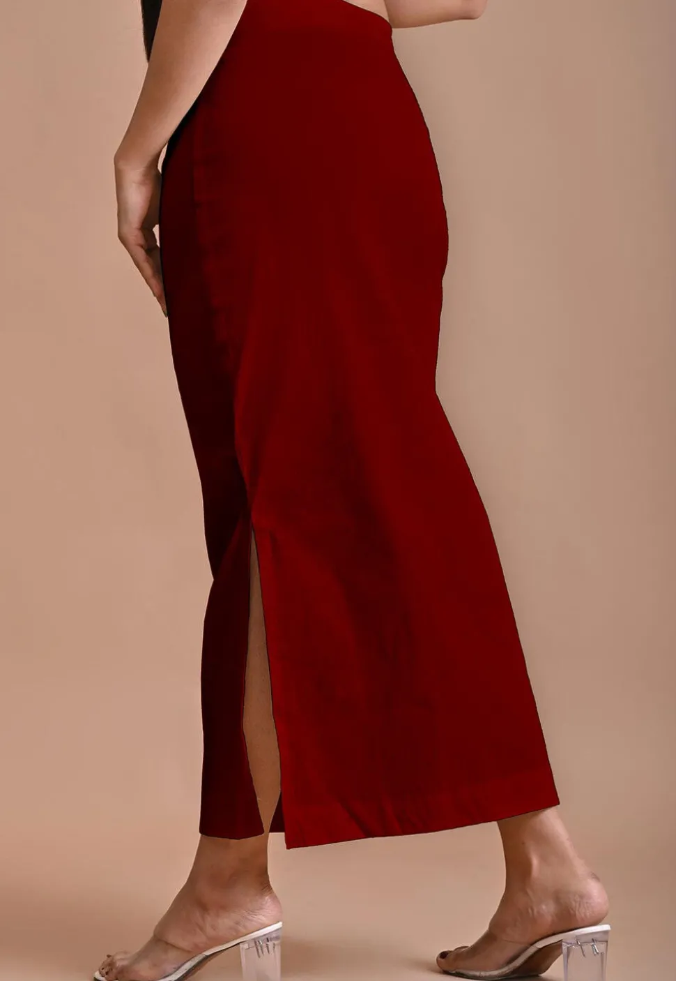 Solid Color Lycra Cotton Shapewear Petticoat in Maroon
