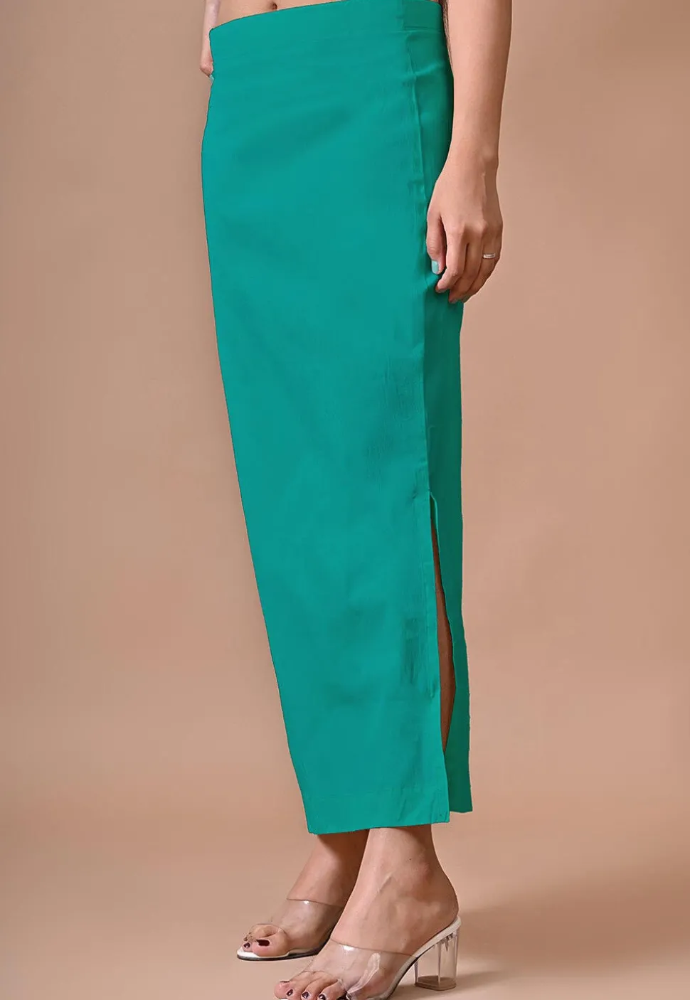Solid Color Lycra Cotton Shapewear Petticoat in Turquoise