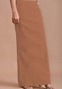 Solid Color Lycra Cotton Shapewear Petticoat in Brown