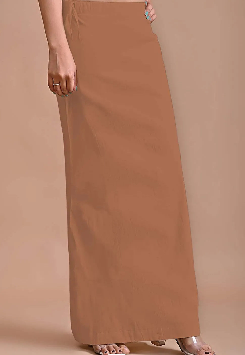 Solid Color Lycra Cotton Shapewear Petticoat in Brown