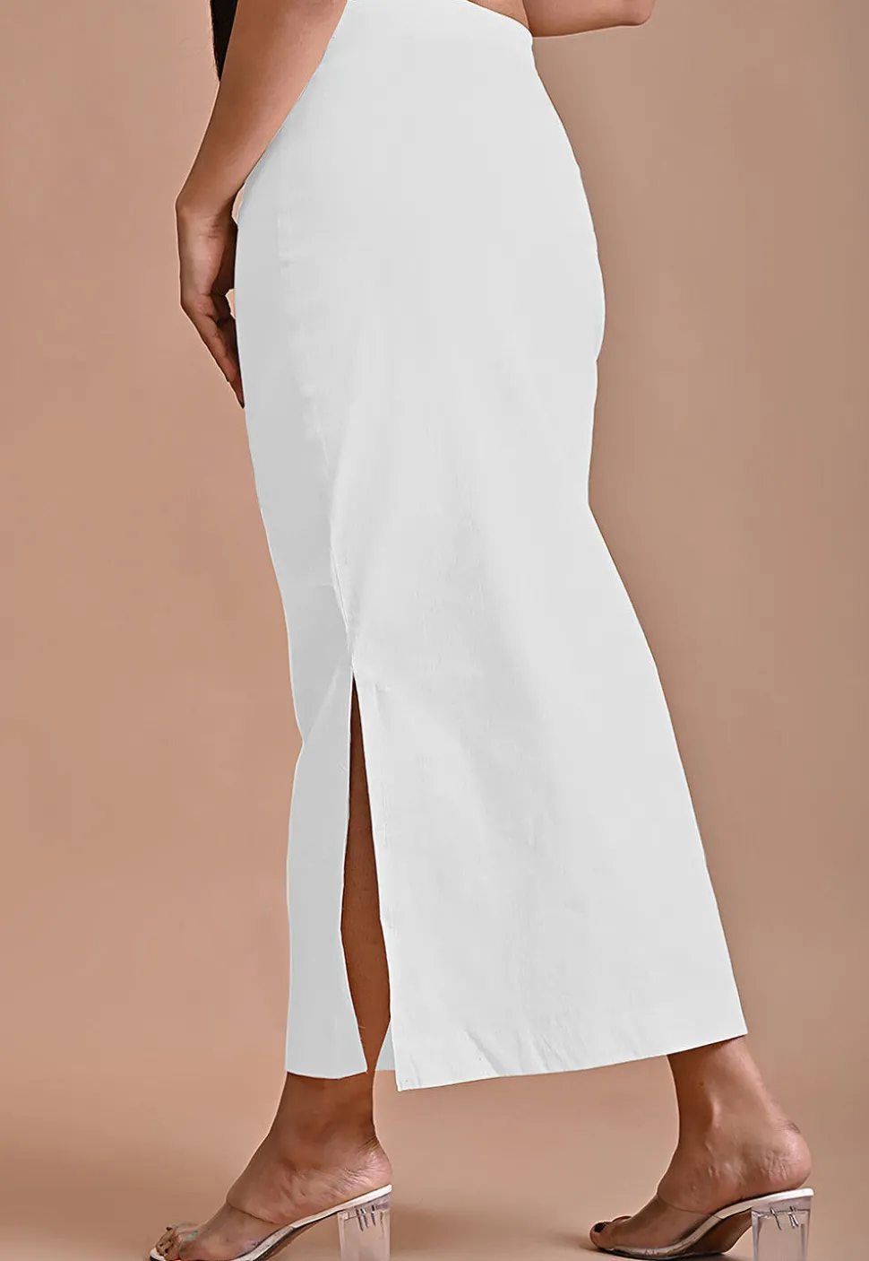 Solid Color Lycra Cotton Shapewear Petticoat in White