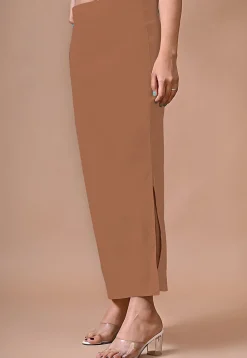 Solid Color Lycra Cotton Shapewear Petticoat in Brown