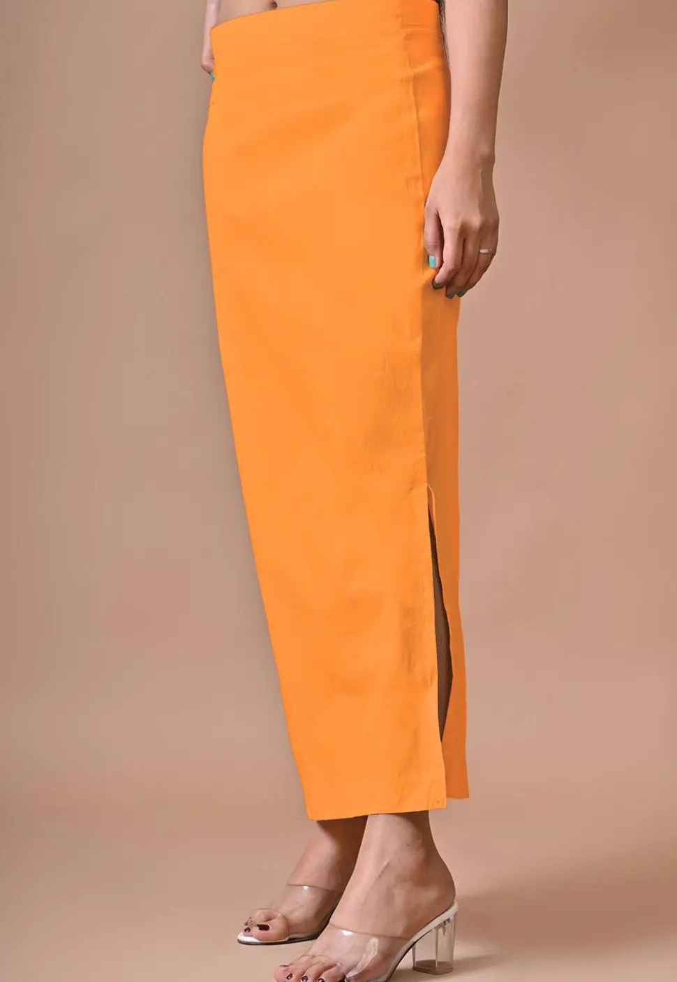 Solid Color Lycra Cotton Shapewear Petticoat in Orange