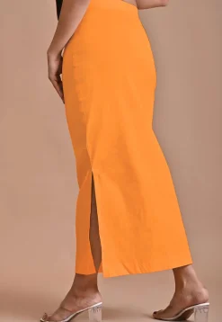 Solid Color Lycra Cotton Shapewear Petticoat in Orange