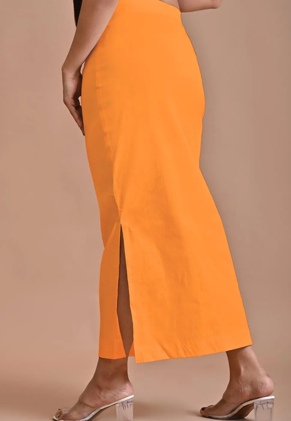 Solid Color Lycra Cotton Shapewear Petticoat in Orange