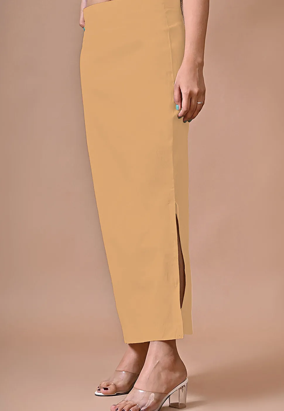 Solid Color Lycra Cotton Shapewear Petticoat in Beige