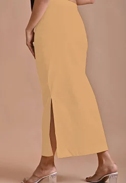 Solid Color Lycra Cotton Shapewear Petticoat in Beige