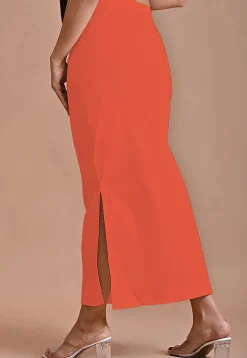 Solid Color Lycra Cotton Shapewear Petticoat in Orange