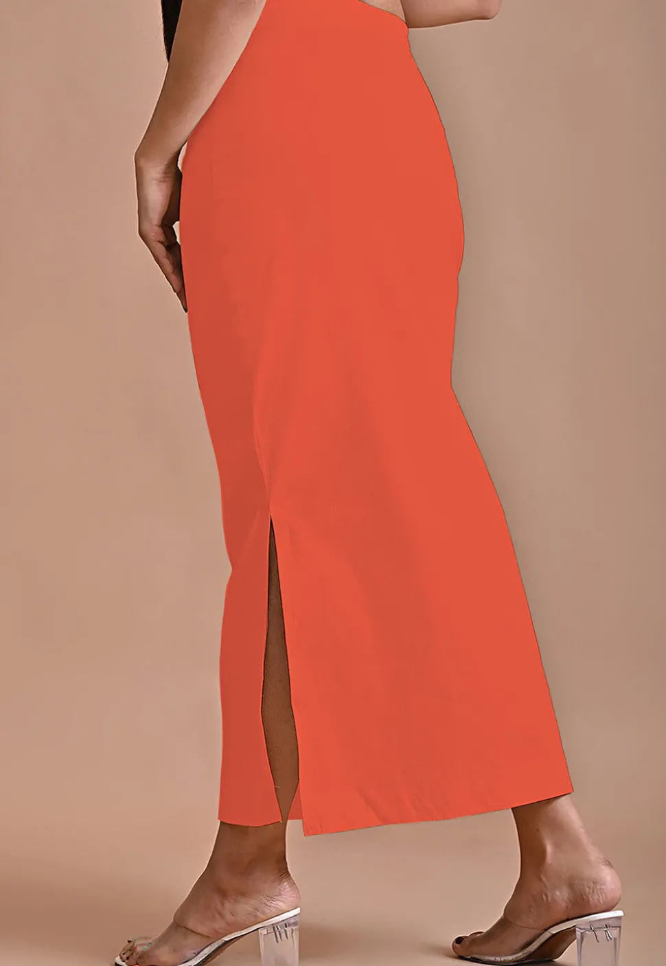 Solid Color Lycra Cotton Shapewear Petticoat in Orange