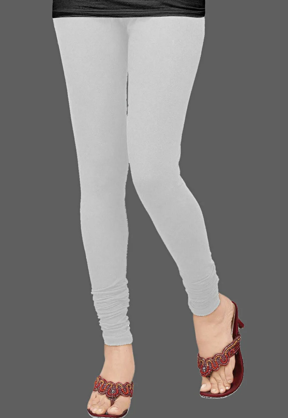 Solid Color Lycra (Elastane) Leggings in White