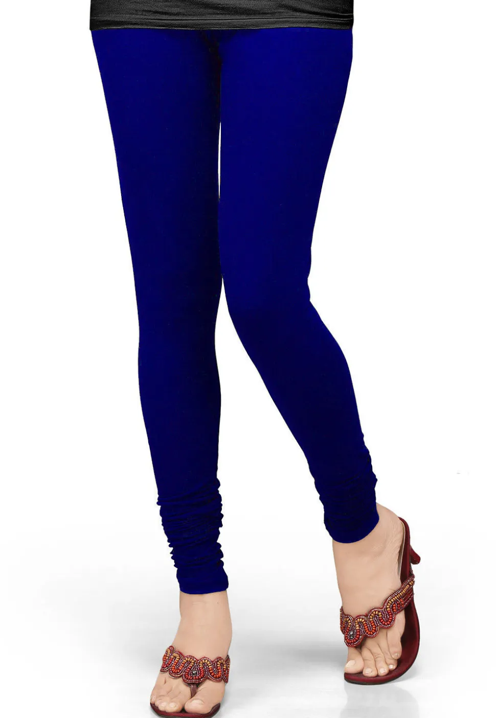 Solid Color Lycra Leggings in Blue