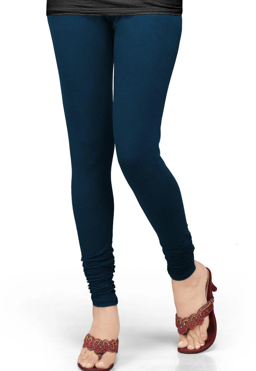 Solid Color Lycra Leggings in Teal Blue