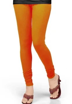 Solid Color Lycra Leggings in Orange