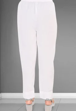 Solid Color Mulmul Cotton Pant in Off White