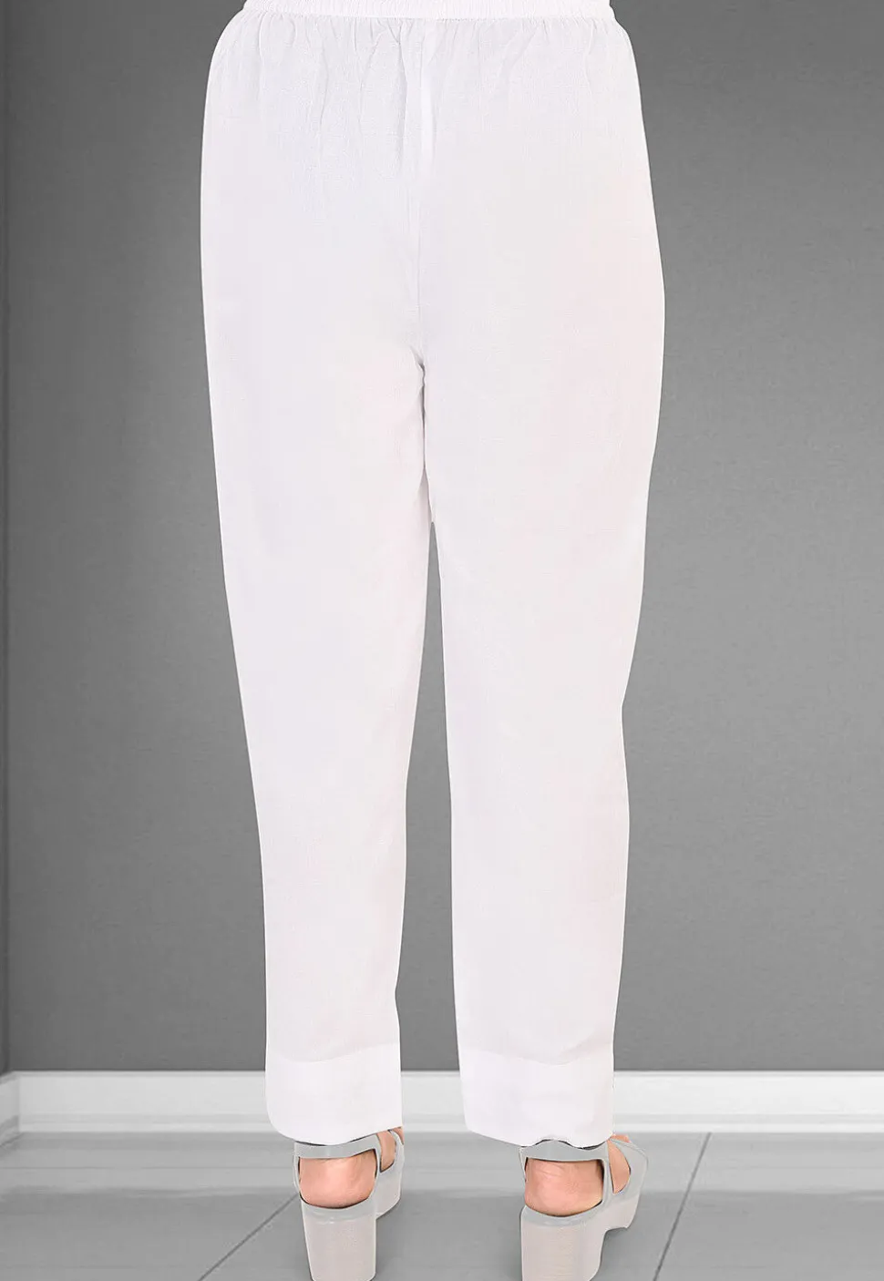 Solid Color Mulmul Cotton Pant in Off White