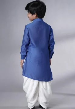 Solid Color Muslin Silk Kurta Set in Royal Blue