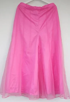 Solid Color Net Panelled palazzo in Pink