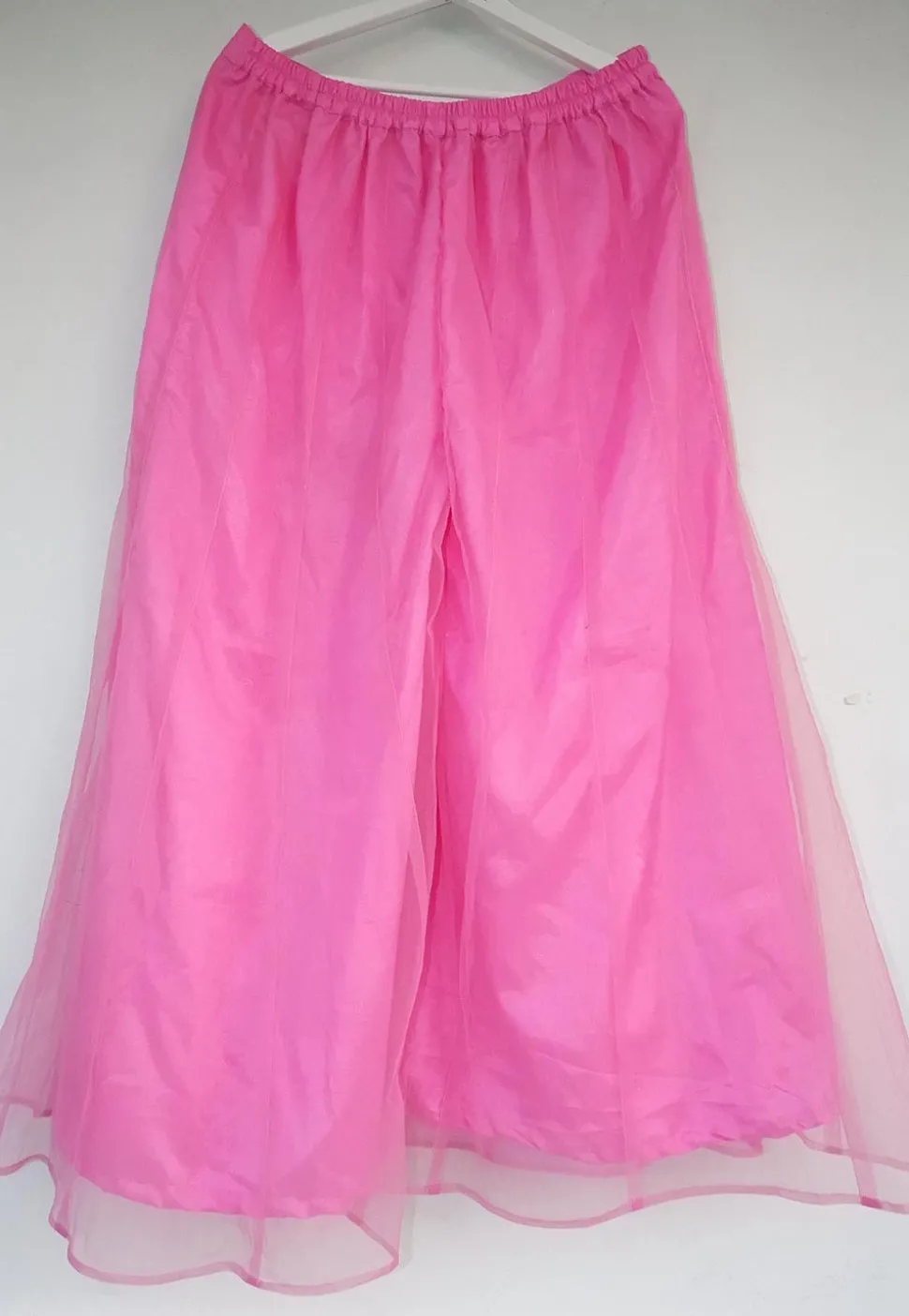 Solid Color Net Panelled palazzo in Pink
