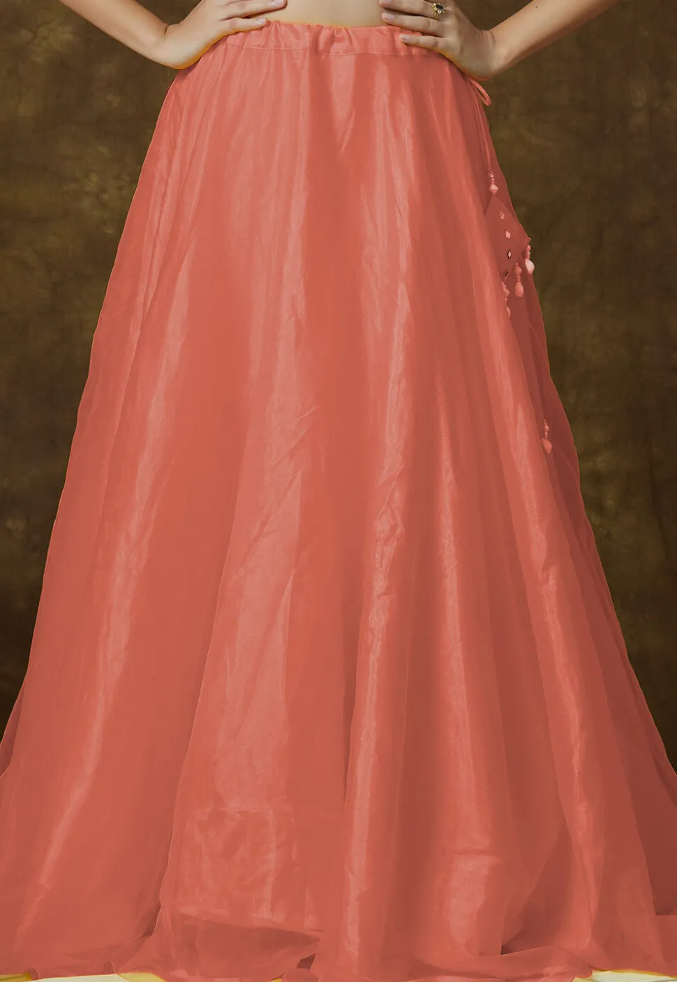 Solid Color Organza Skirt in Peach