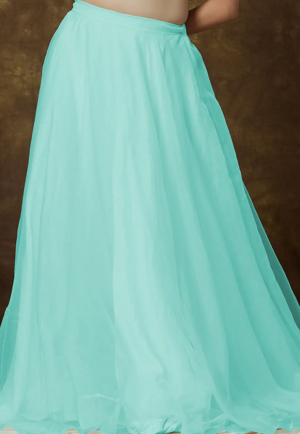 Solid Color Organza Skirt in Turquoise