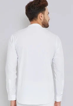 Solid Color Pintucked Cotton Short Kurta in White