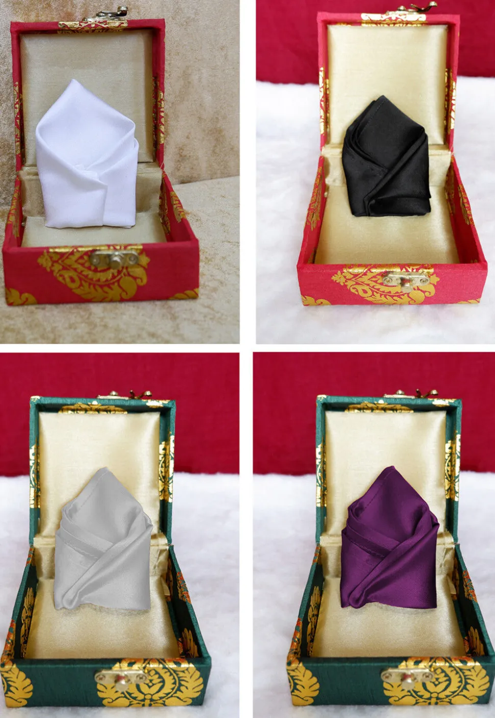 Solid Color Pocket Square Combo in Multicolor