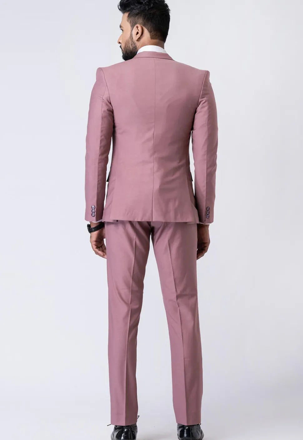 Solid Color Polyester Blazer in Old Rose