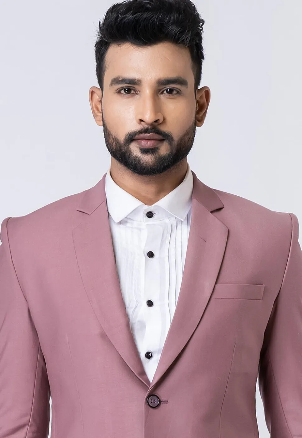 Solid Color Polyester Blazer in Old Rose