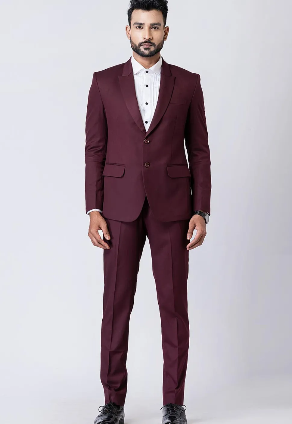 Solid Color Polyester Blazer in Wine