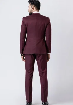 Solid Color Polyester Blazer in Wine