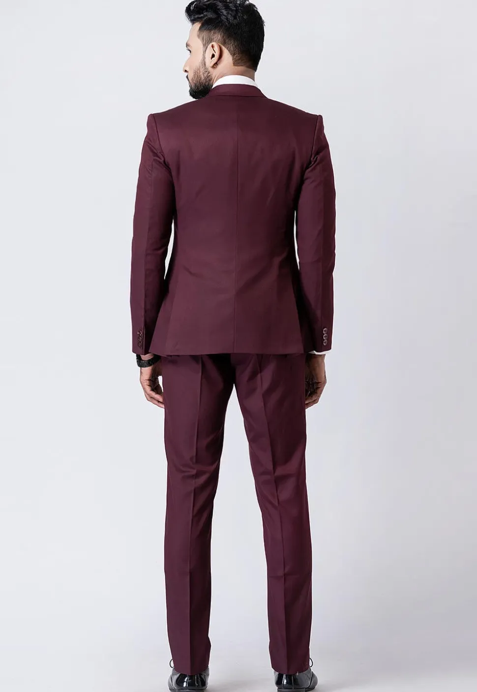 Solid Color Polyester Blazer in Wine