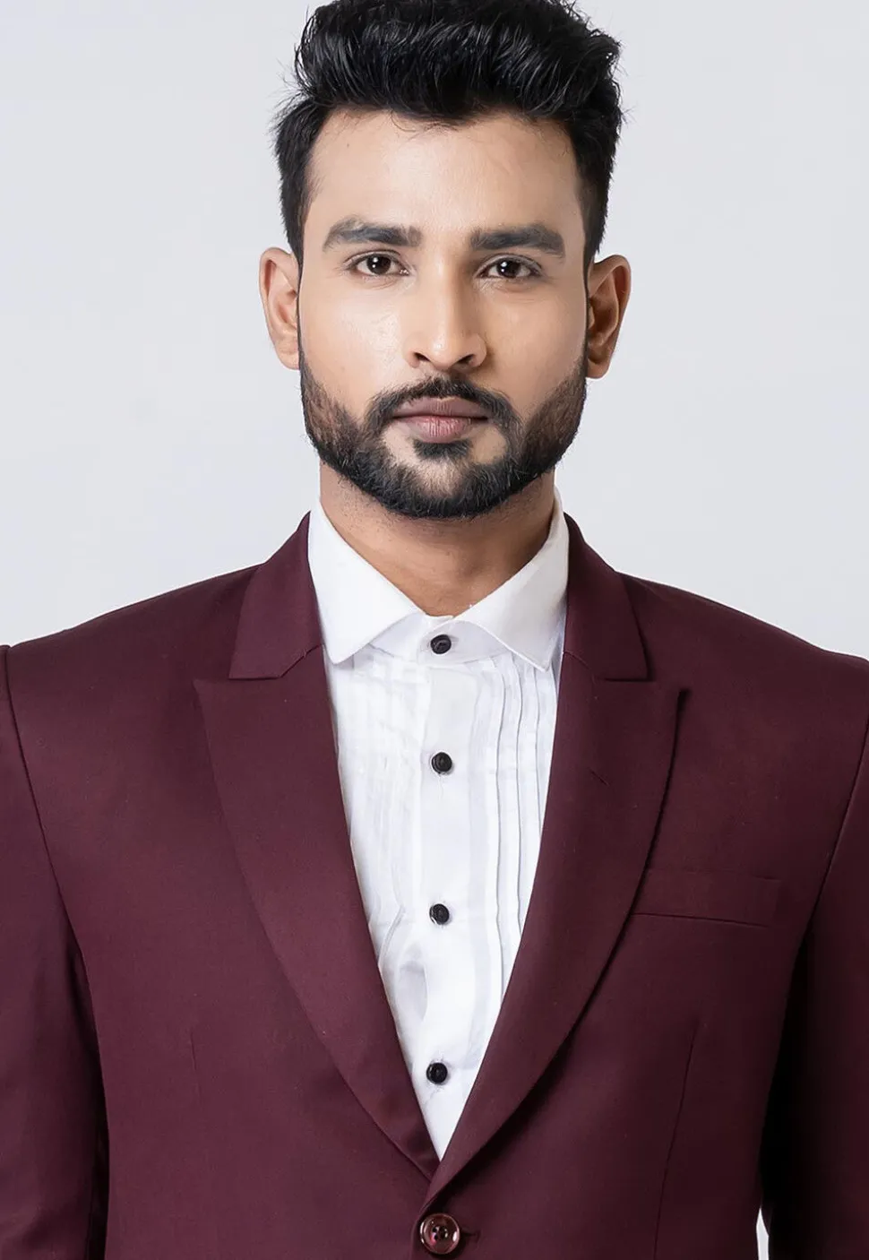 Solid Color Polyester Blazer in Wine